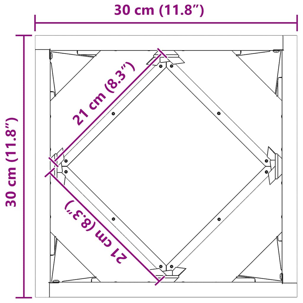 vidaXL Donica Czarny 30 x 30 x 30 cm Stal