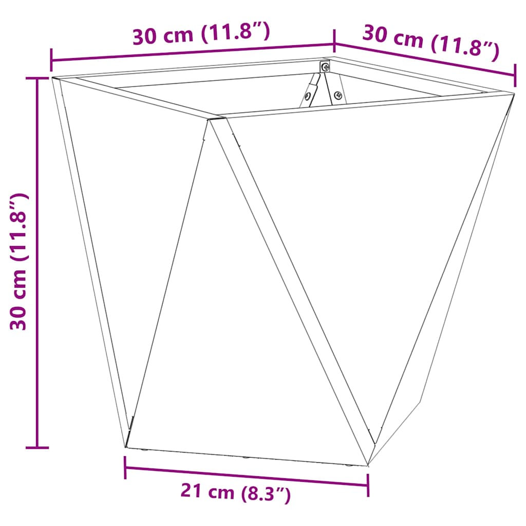 vidaXL Donica 2 pcs Czarny 30 x 30 x 30 cm Stal
