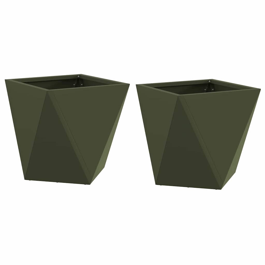 vidaXL Donica 2 pcs Zielony oliwkowy 30 x 30 x 30 cm Stal