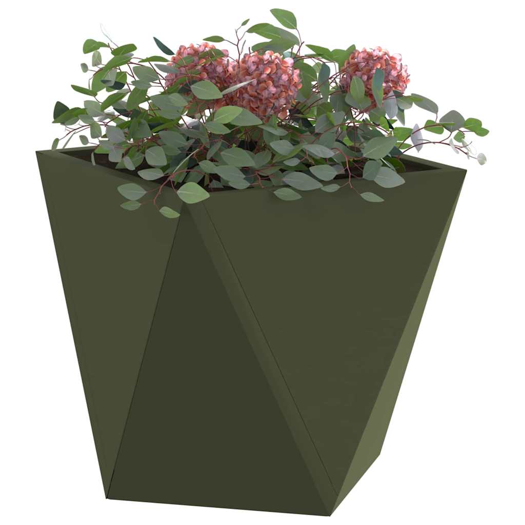 vidaXL Donica 2 pcs Zielony oliwkowy 30 x 30 x 30 cm Stal