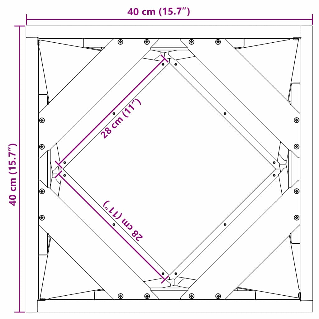 vidaXL Donica Czarny 40 x 40 x 40 cm Stal