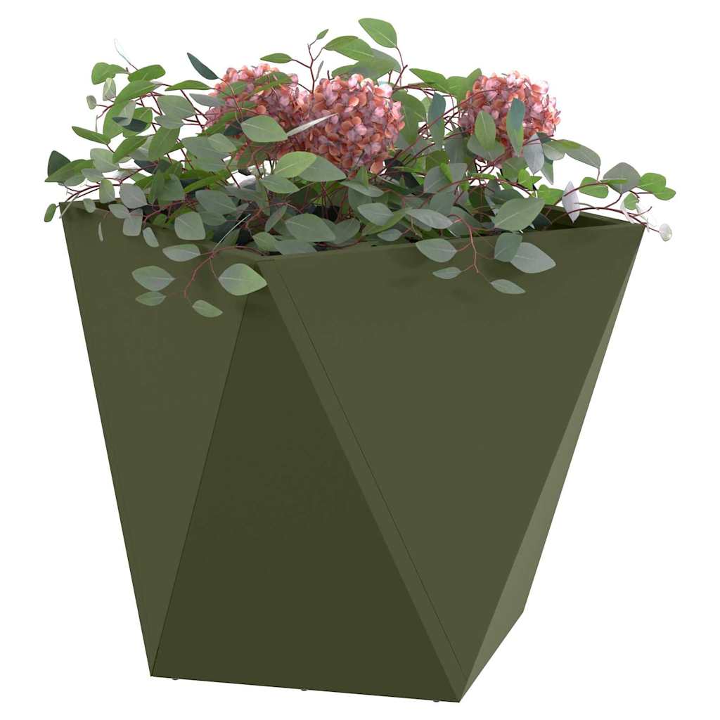 vidaXL Donica Zielony oliwkowy 50 x 50 x 50 cm Stal