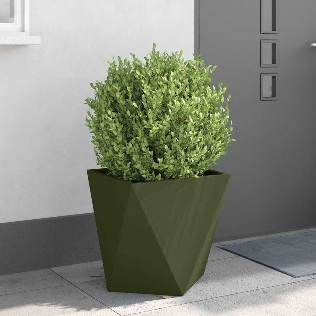 vidaXL Donica 2 pcs Zielony oliwkowy 50 x 50 x 50 cm Stal