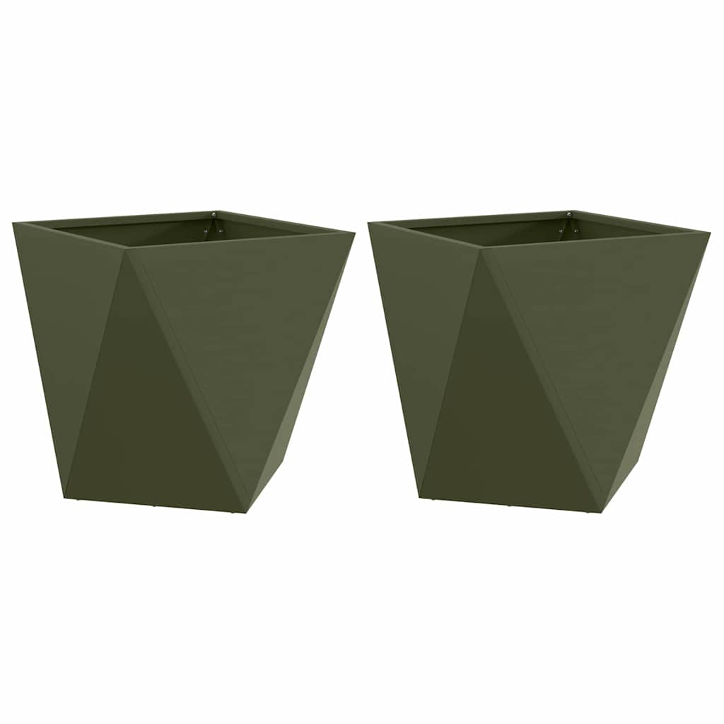 vidaXL Donica 2 pcs Zielony oliwkowy 50 x 50 x 50 cm Stal