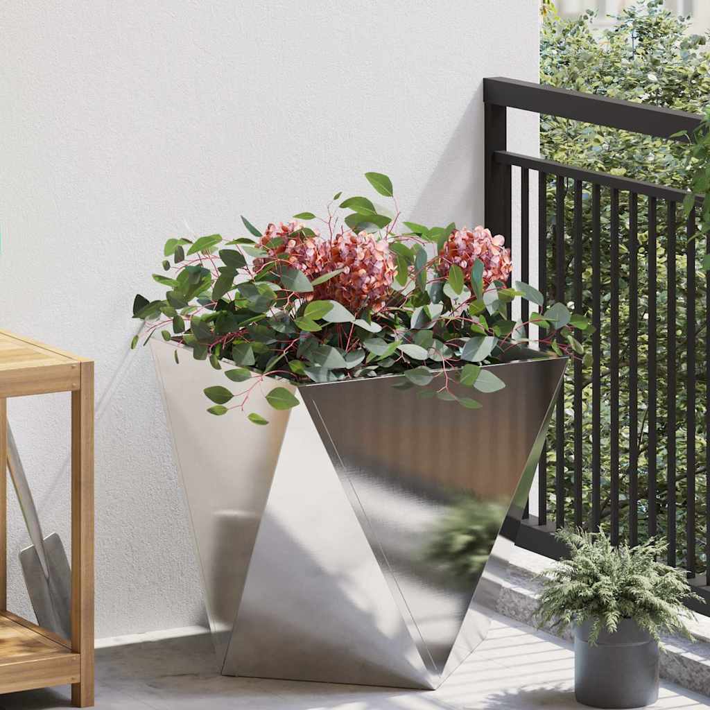 vidaXL Donica Srebrny 50 x 50 x 50 cm Stal nierdzewna