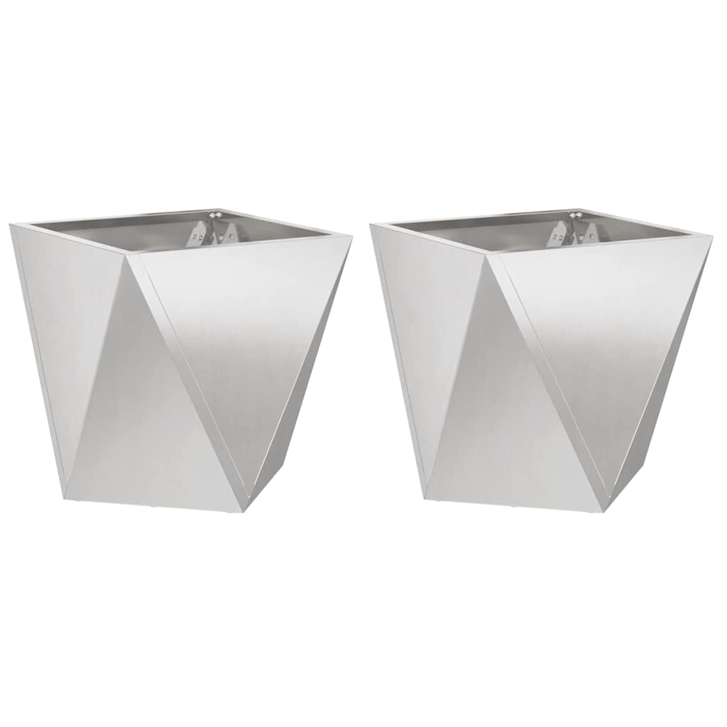 vidaXL Donica 2 pcs Srebrny 50 x 50 x 50 cm Stal nierdzewna