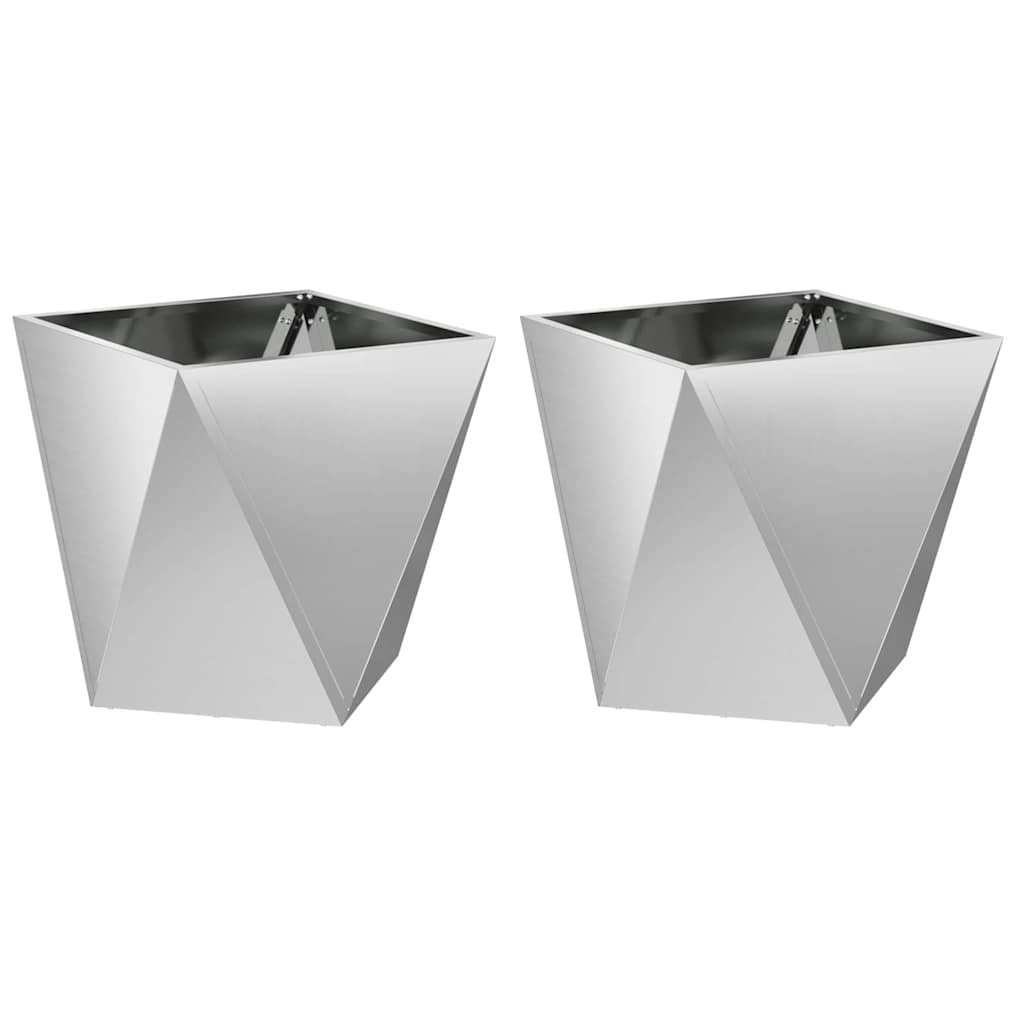vidaXL Donica 2 pcs Srebrny 50 x 50 x 50 cm Stal Galwanizowana