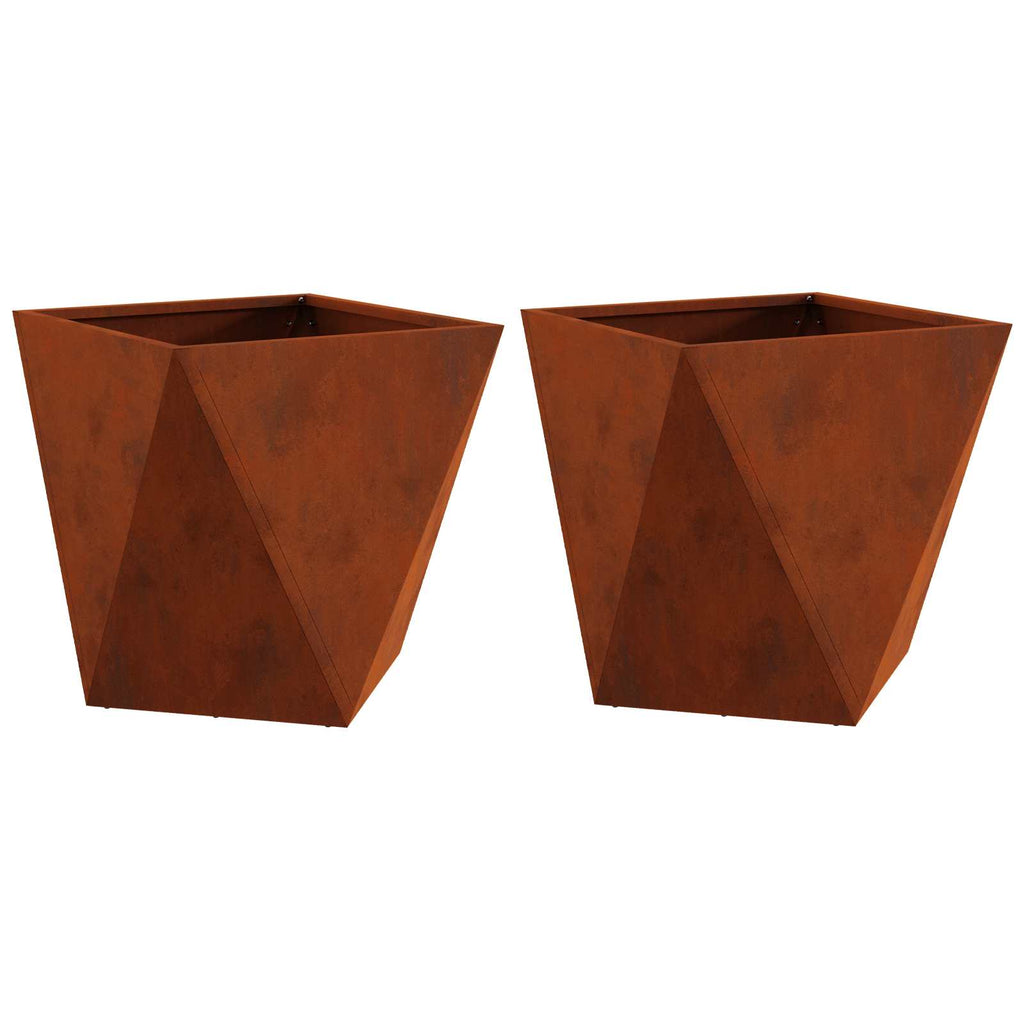 vidaXL Donica 2 pcs Rdzawy 50 x 50 x 50 cm