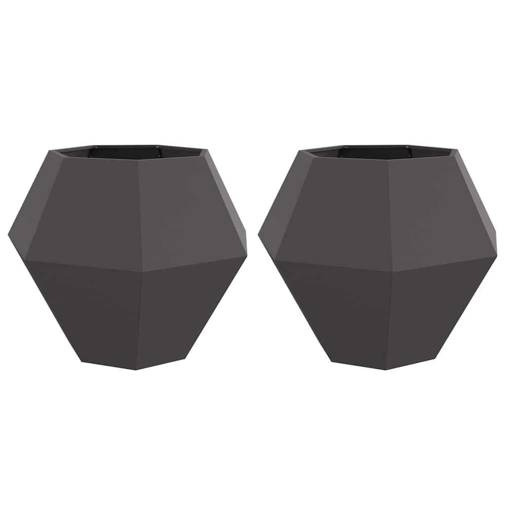 vidaXL Donica 2 pcs Czarny 100 x 100 x 80 cm Stal