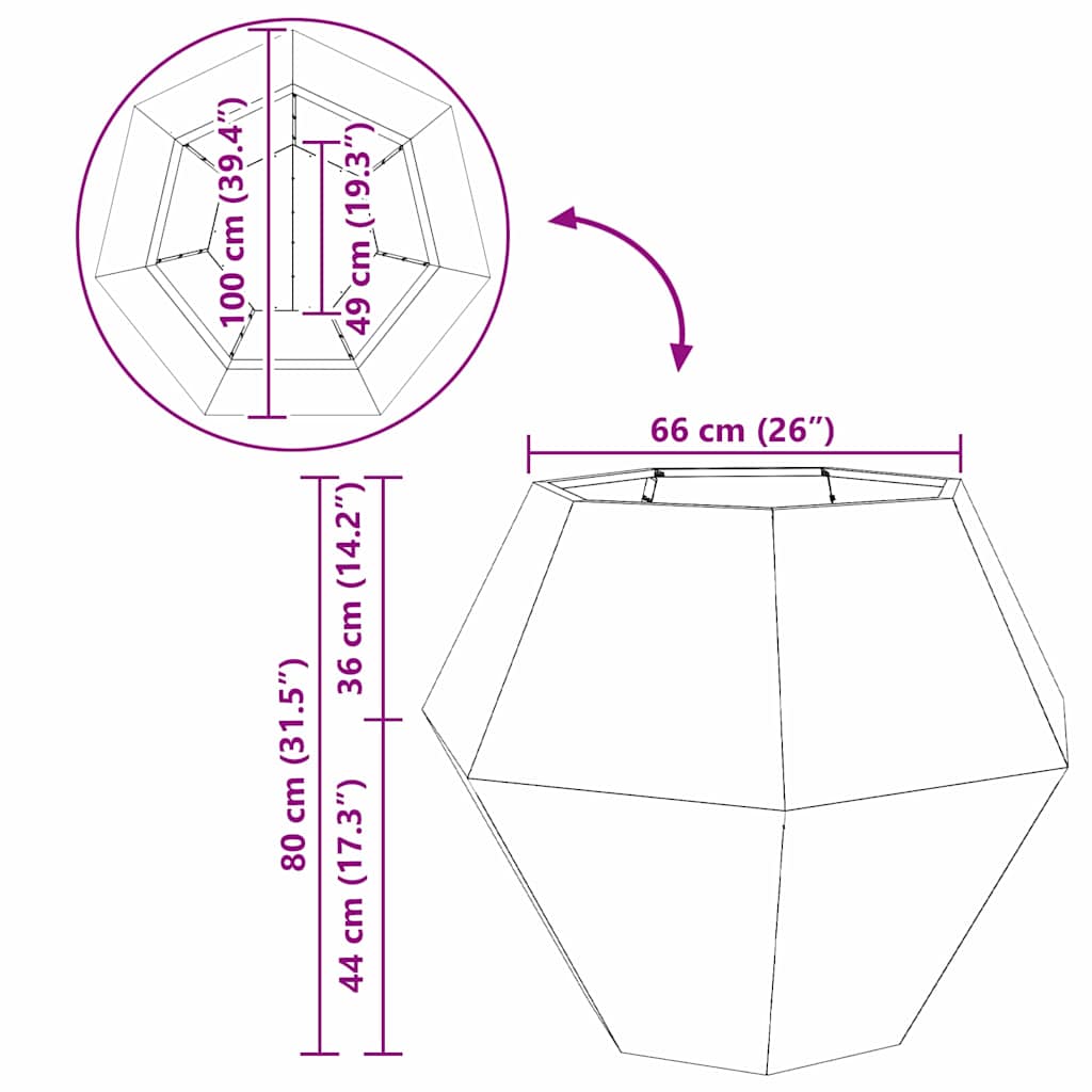 vidaXL Donica Biały 100 x 100 x 80 cm Stal