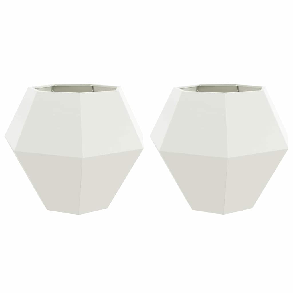 vidaXL Donica 2 pcs Biały 100 x 100 x 80 cm Stal