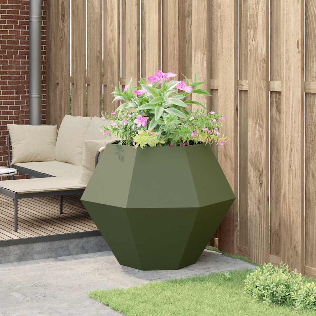 vidaXL Donica Zielony oliwkowy 100 x 100 x 80 cm Stal