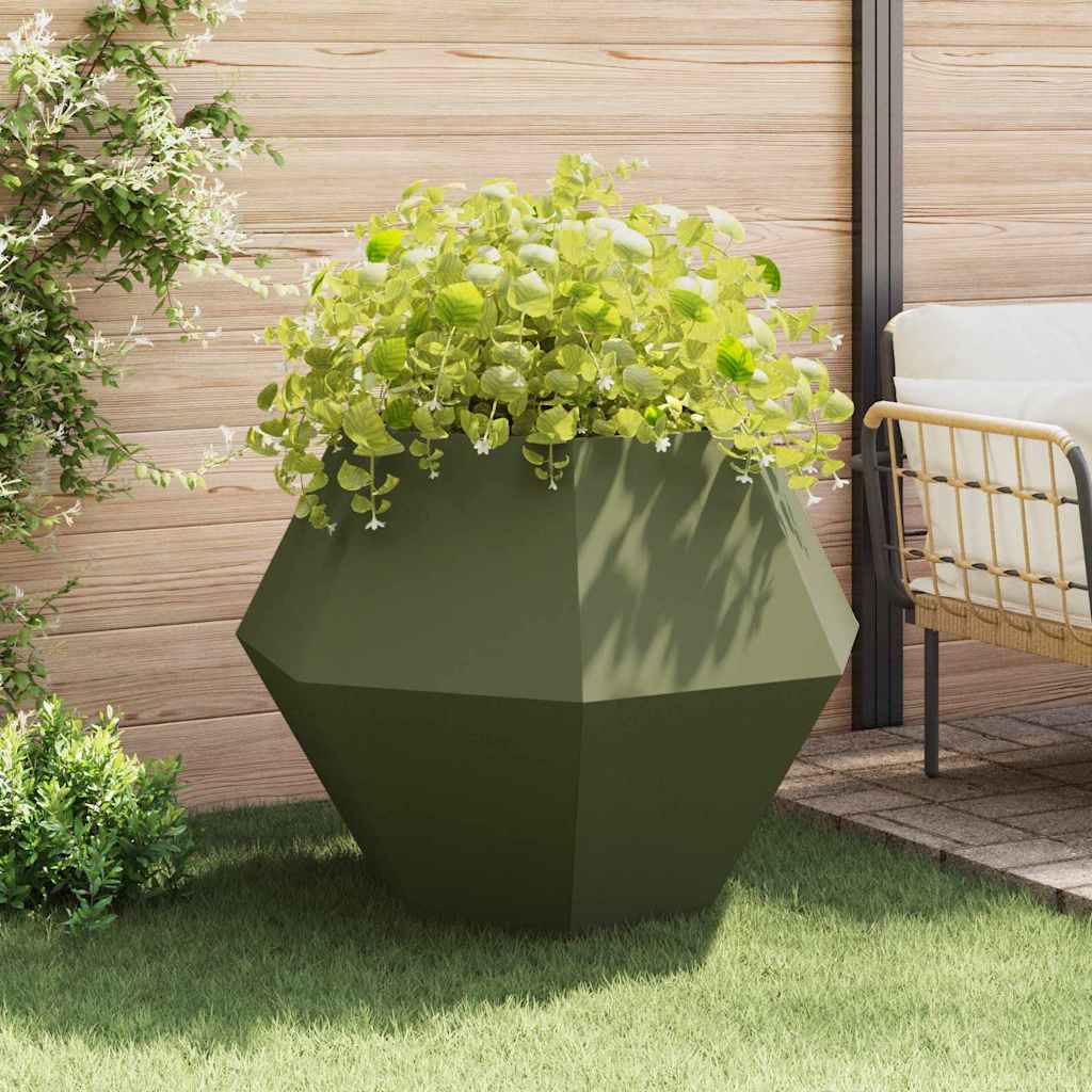 vidaXL Donica 2 pcs Zielony oliwkowy 100 x 100 x 80 cm Stal