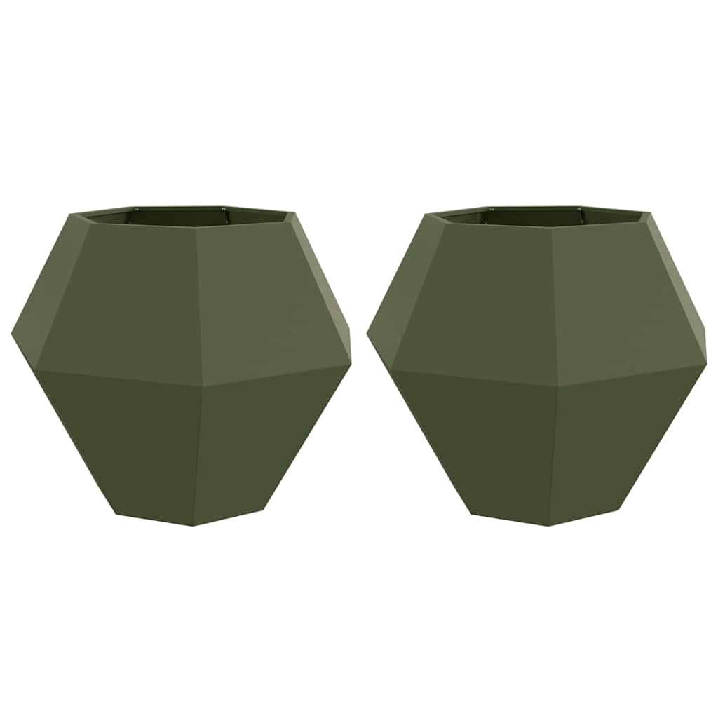 vidaXL Donica 2 pcs Zielony oliwkowy 100 x 100 x 80 cm Stal