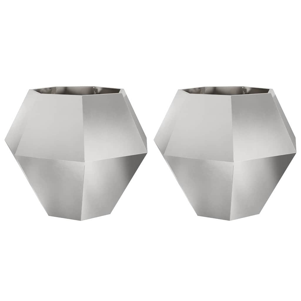 vidaXL Donica 2 szt. srebrny 100 x 100 x 80 cm Stal nierdzewna