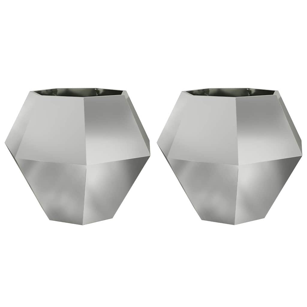 vidaXL Donica 2 pcs Srebrny 100 x 100 x 80 cm Stal Galwanizowana