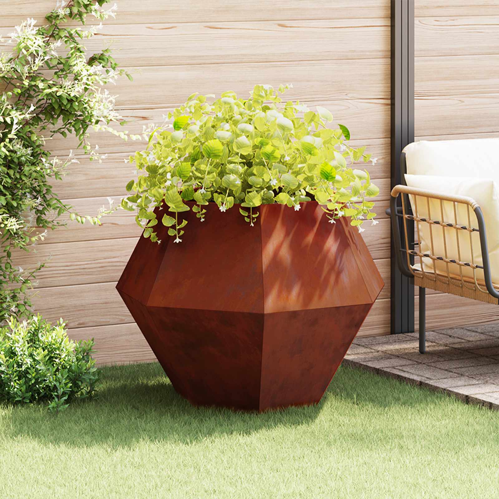vidaXL Donica 2 pcs Rdzawy 100 x 100 x 80 cm