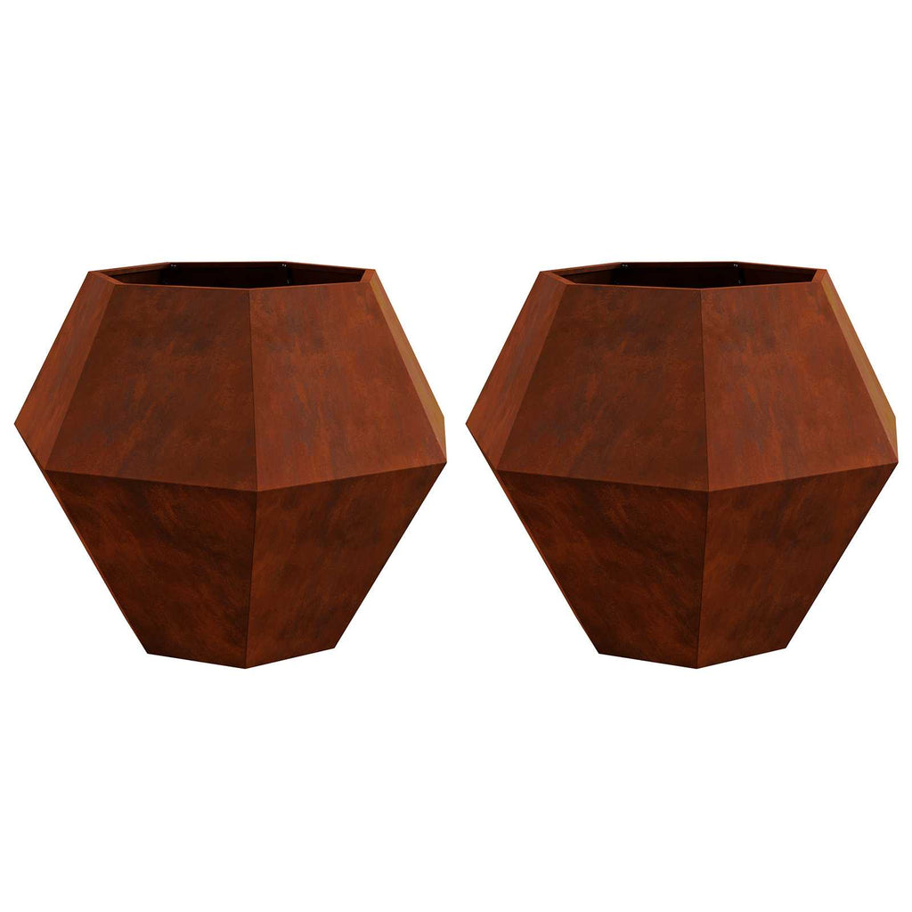vidaXL Donica 2 pcs Rdzawy 100 x 100 x 80 cm
