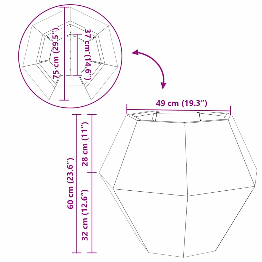 vidaXL Donica Biały 75 x 75 x 60 cm Stal