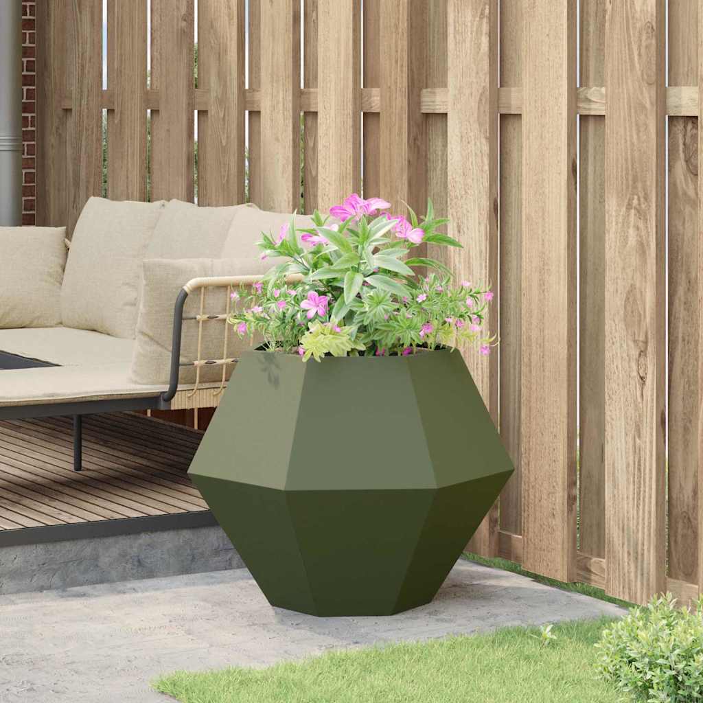 vidaXL Donica Zielony oliwkowy 75 x 75 x 60 cm Stal