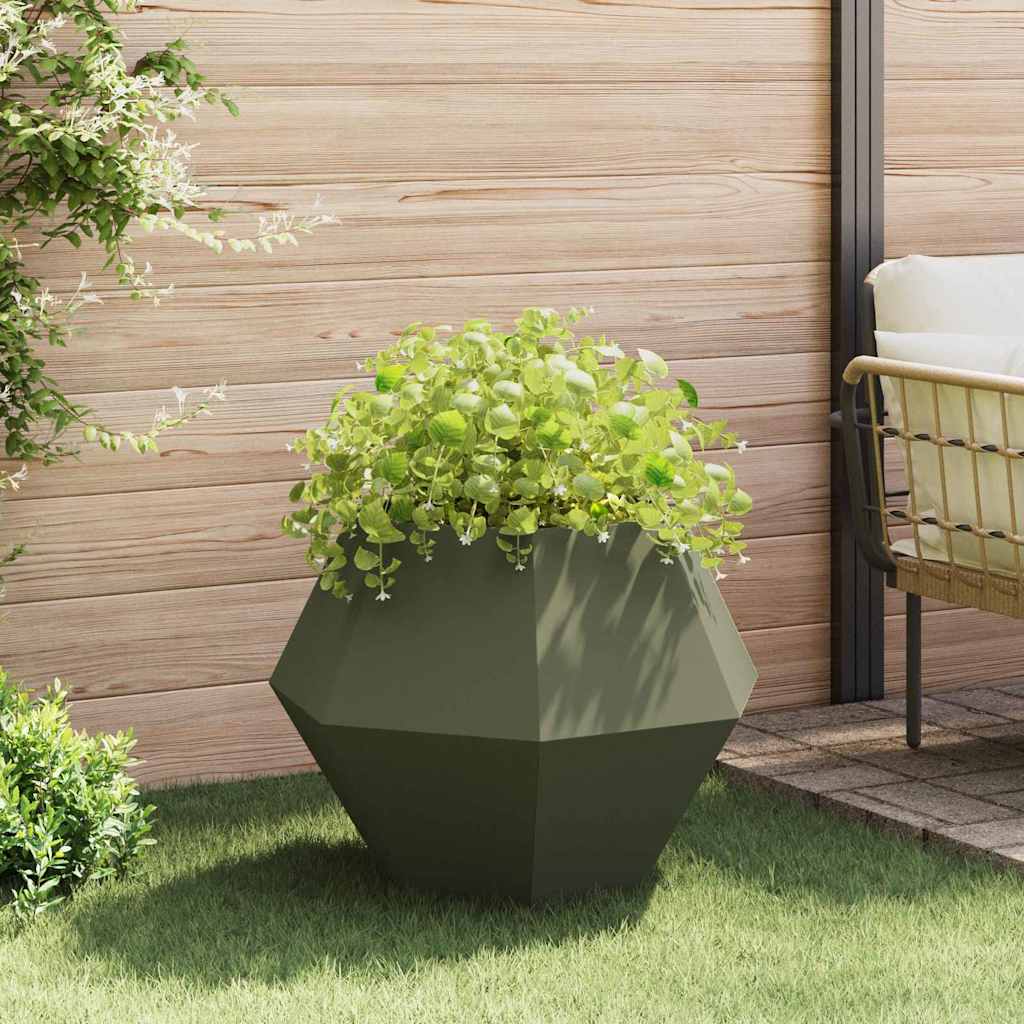 vidaXL Donica 2 pcs Zielony oliwkowy 75 x 75 x 60 cm Stal