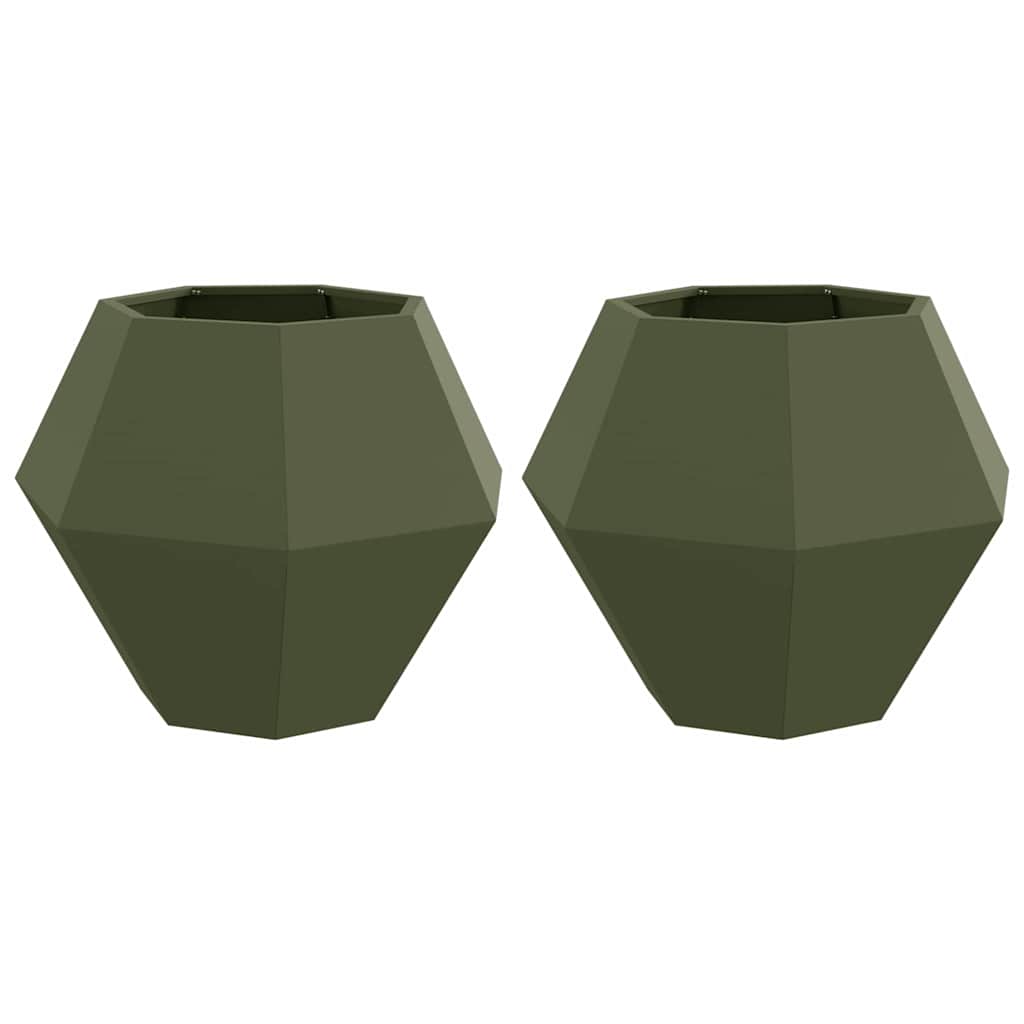 vidaXL Donica 2 pcs Zielony oliwkowy 75 x 75 x 60 cm Stal