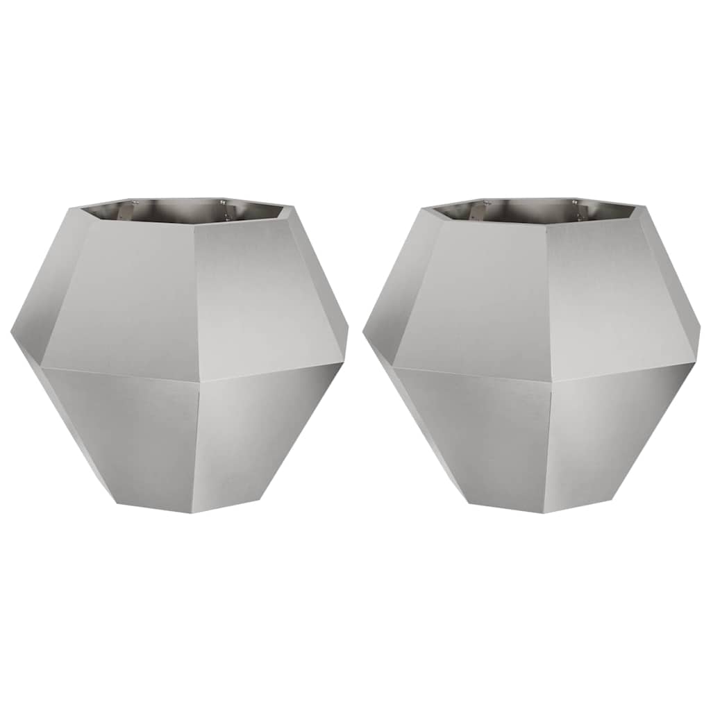 vidaXL Donica 2 pcs Srebrny 75 x 75 x 60 cm Stal nierdzewna