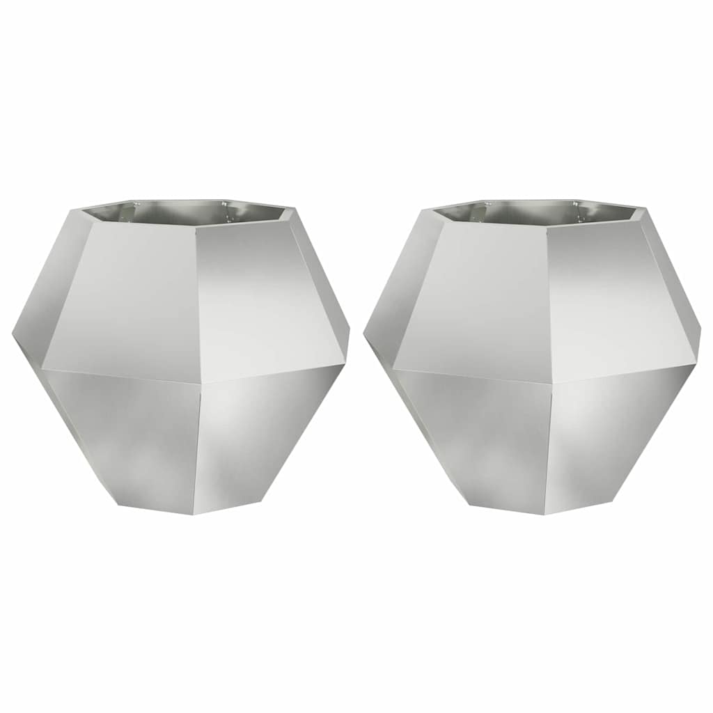 vidaXL Donica 2 pcs Srebrny 75 x 75 x 60 cm Stal Galwanizowana