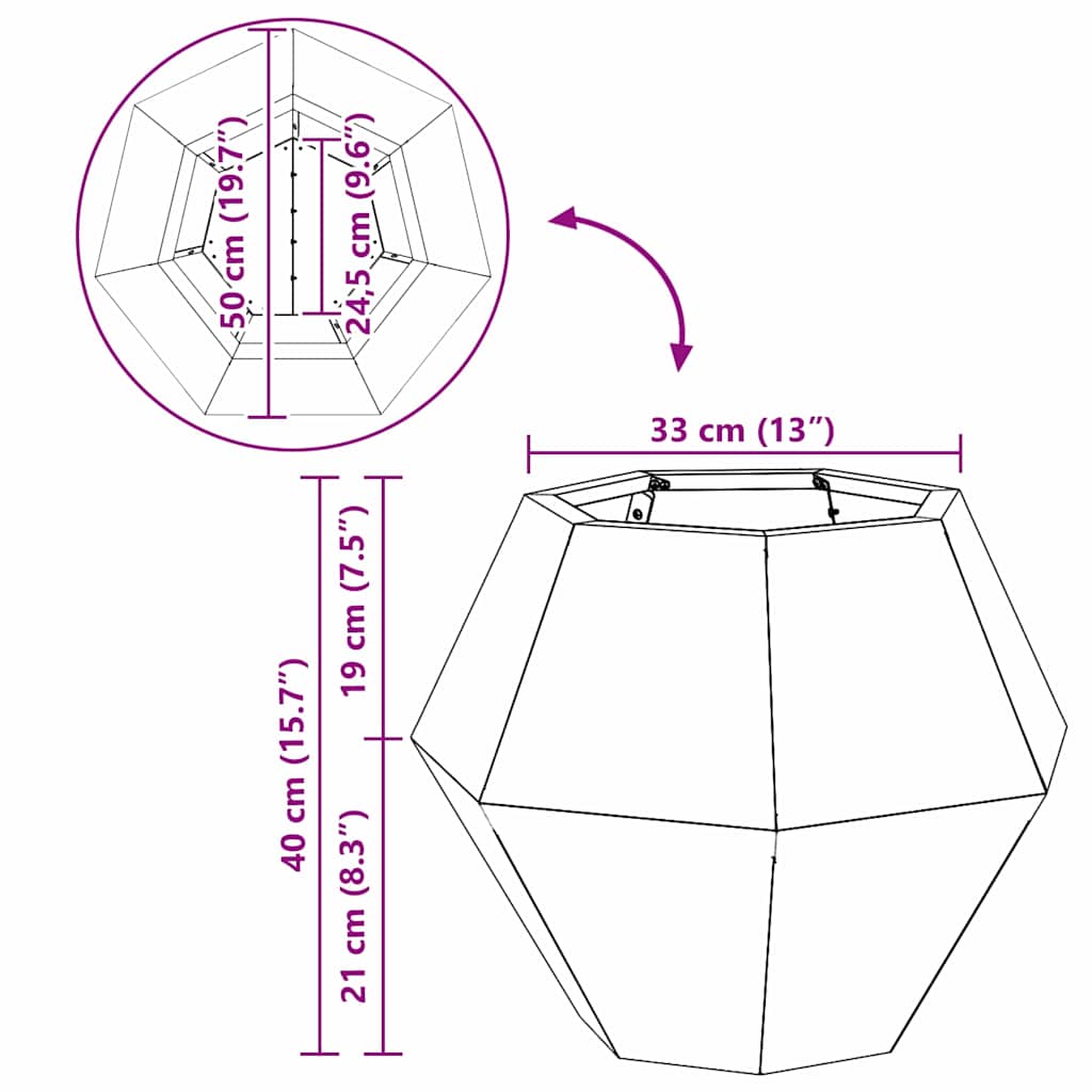 vidaXL Donica Antracyt 50 x 50 x 40 cm Stal