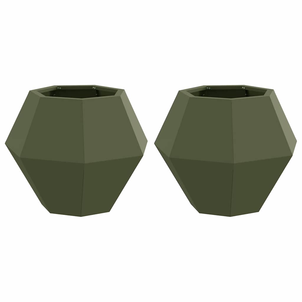 vidaXL Donica 2 pcs Zielony oliwkowy 50 x 50 x 40 cm Stal