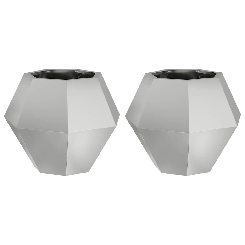 vidaXL Donica 2 pcs Srebrny 50 x 50 x 40 cm Stal Galwanizowana
