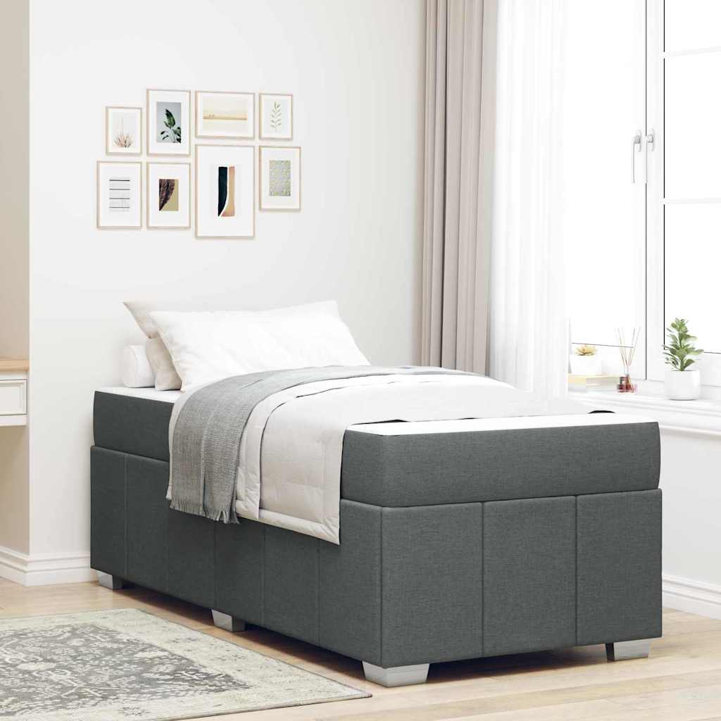 vidaXL Ramka łóżka z materacem Ciemnoszary 80 x 200 cm tkanina