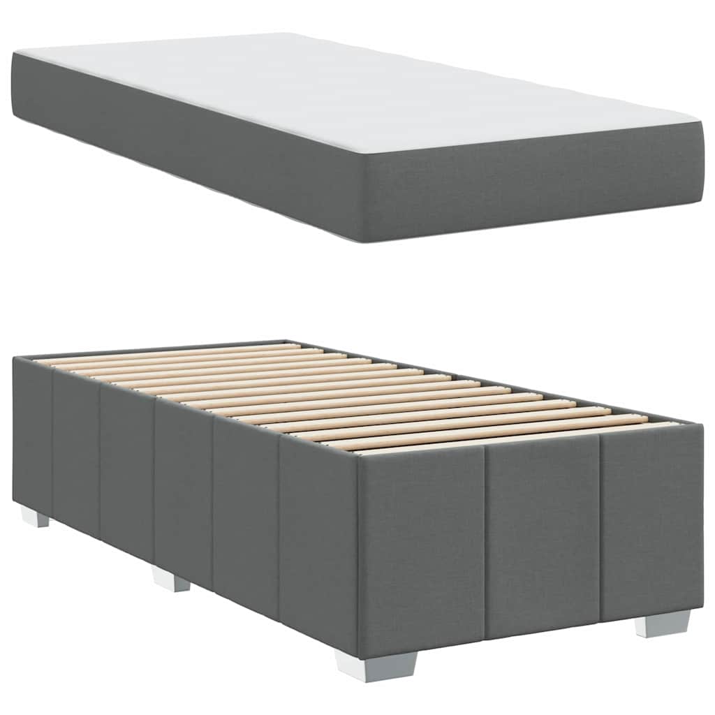 vidaXL Ramka łóżka z materacem Ciemnoszary 80 x 200 cm tkanina