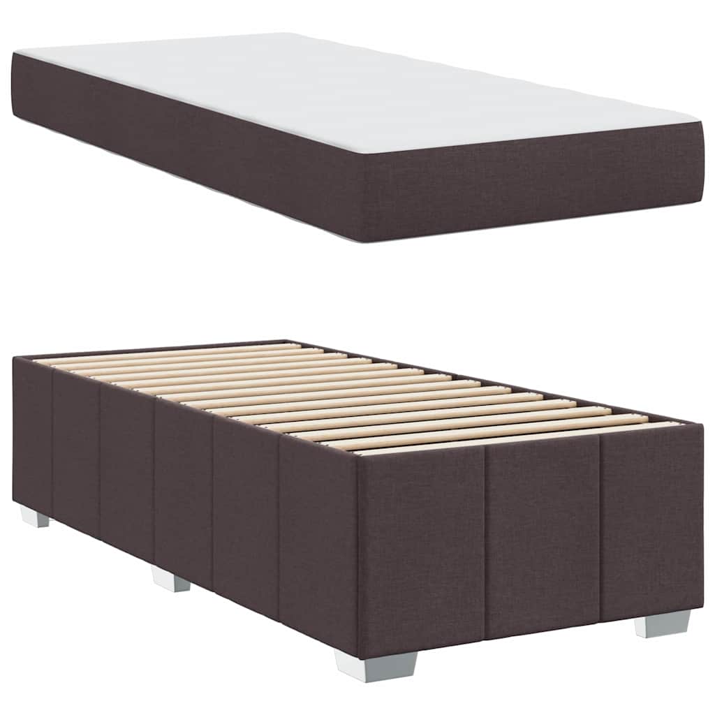 vidaXL Ramka łóżka z materacem Ciemny brąz 90 x 200 cm tkanina