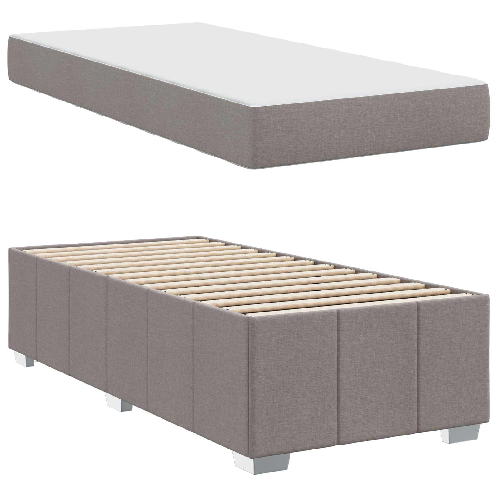 vidaXL Ramka łóżka z materacem Ciemnoszary 90 x 200 cm tkanina