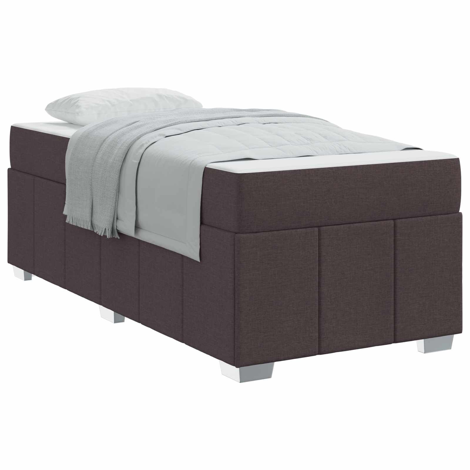 vidaXL Ramka łóżka z materacem Ciemny brąz 100 x 200 cm tkanina