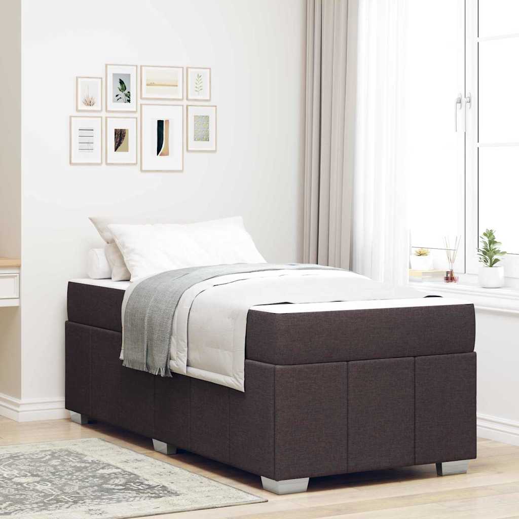vidaXL Ramka łóżka z materacem Ciemny brąz 120 x 190 cm tkanina