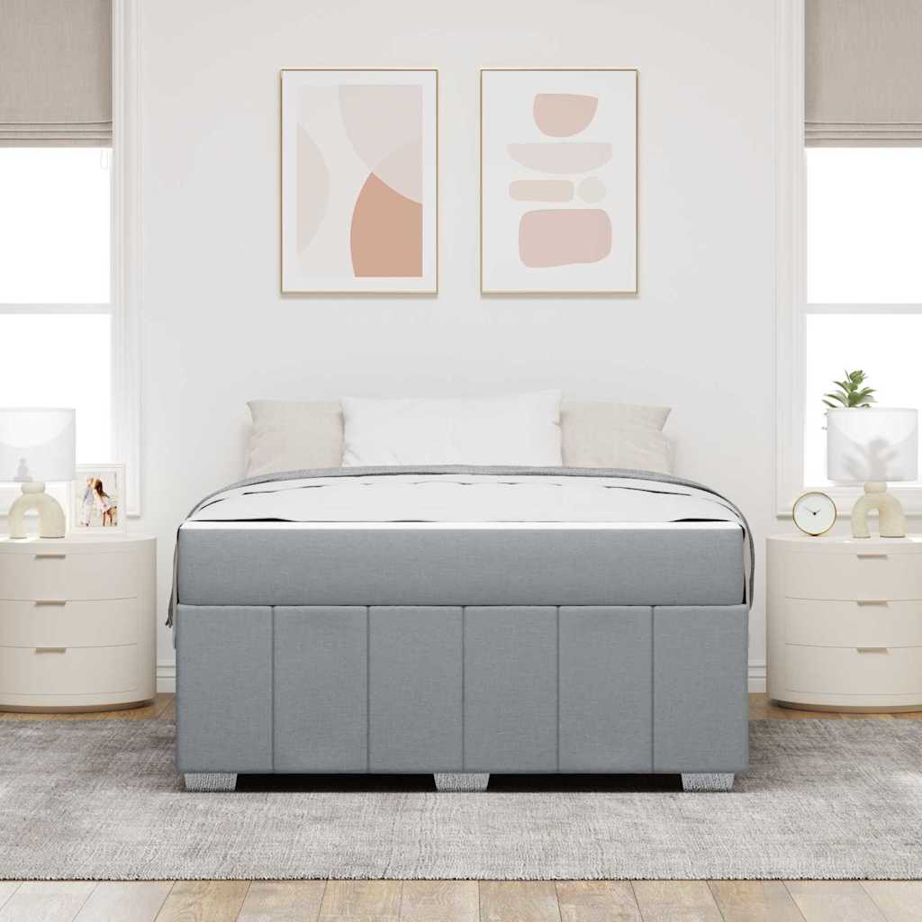 vidaXL Ramka łóżka z materacem Jasnoszary 140 x 200 cm tkanina