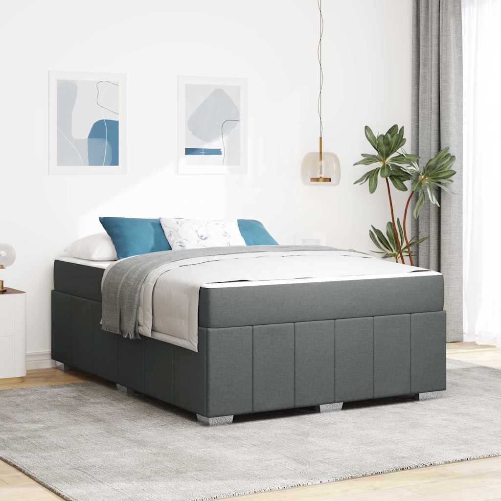 vidaXL Ramka łóżka z materacem Ciemnoszary 160 x 200 cm tkanina