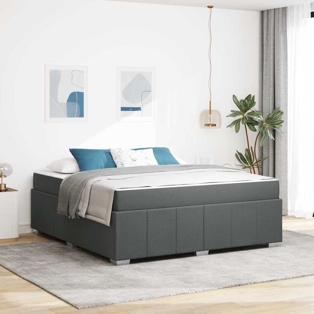 vidaXL Ramka łóżka z materacem Ciemnoszary 180 x 200 cm tkanina