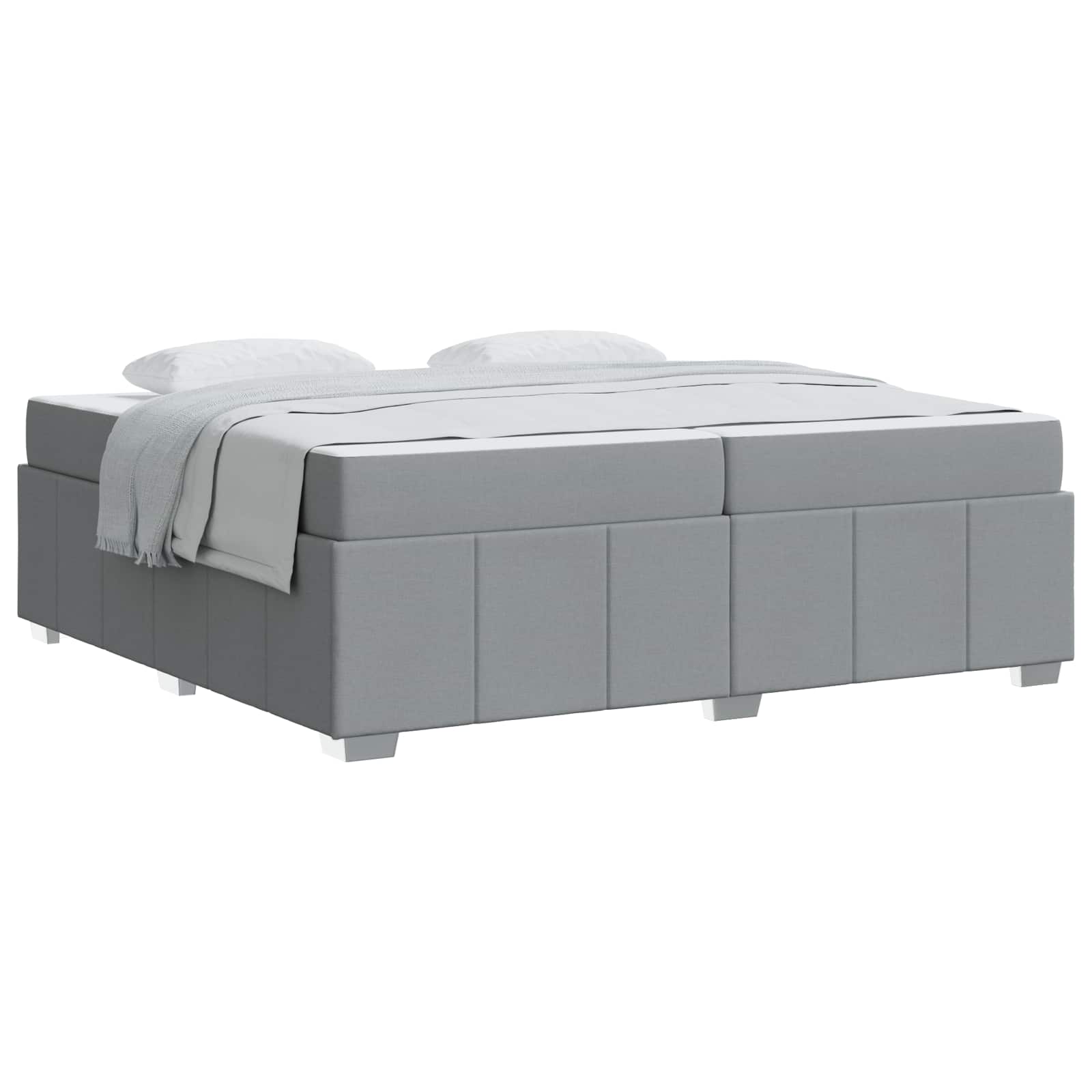 vidaXL Ramka łóżka z materacem Jasnoszary 200 x 200 cm tkanina