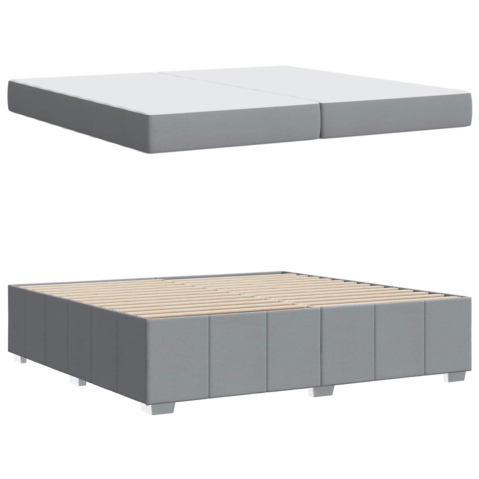 vidaXL Ramka łóżka z materacem Jasnoszary 200 x 200 cm tkanina