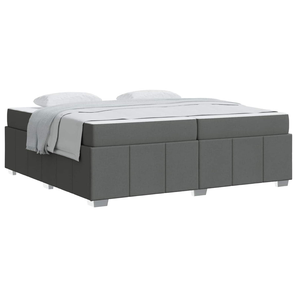 vidaXL Ramka łóżka z materacem Ciemnoszary 200 x 200 cm tkanina