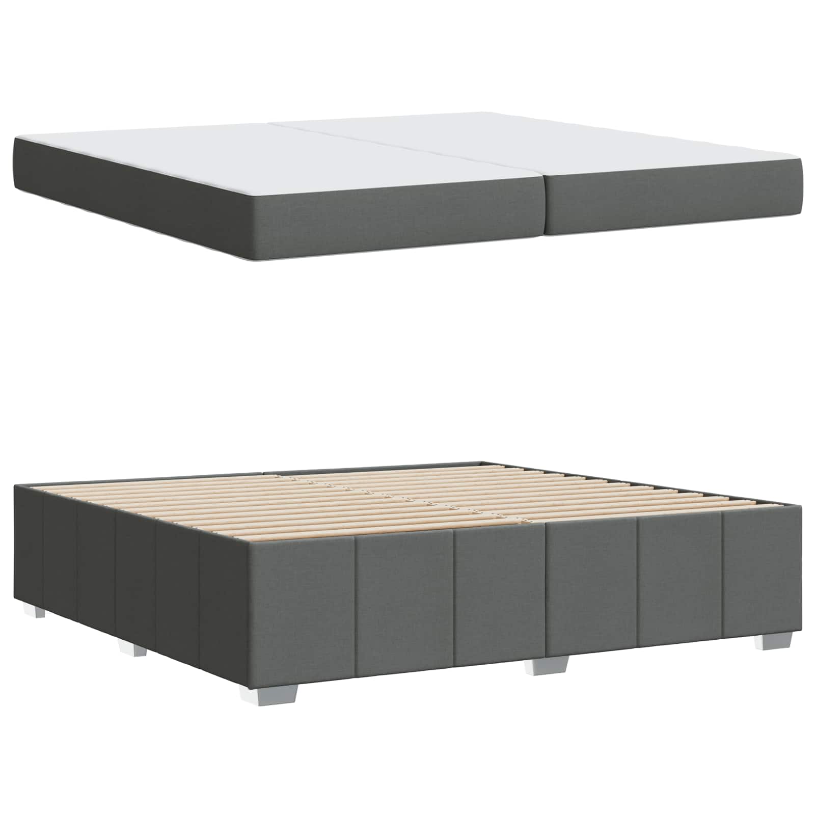 vidaXL Ramka łóżka z materacem Ciemnoszary 200 x 200 cm tkanina