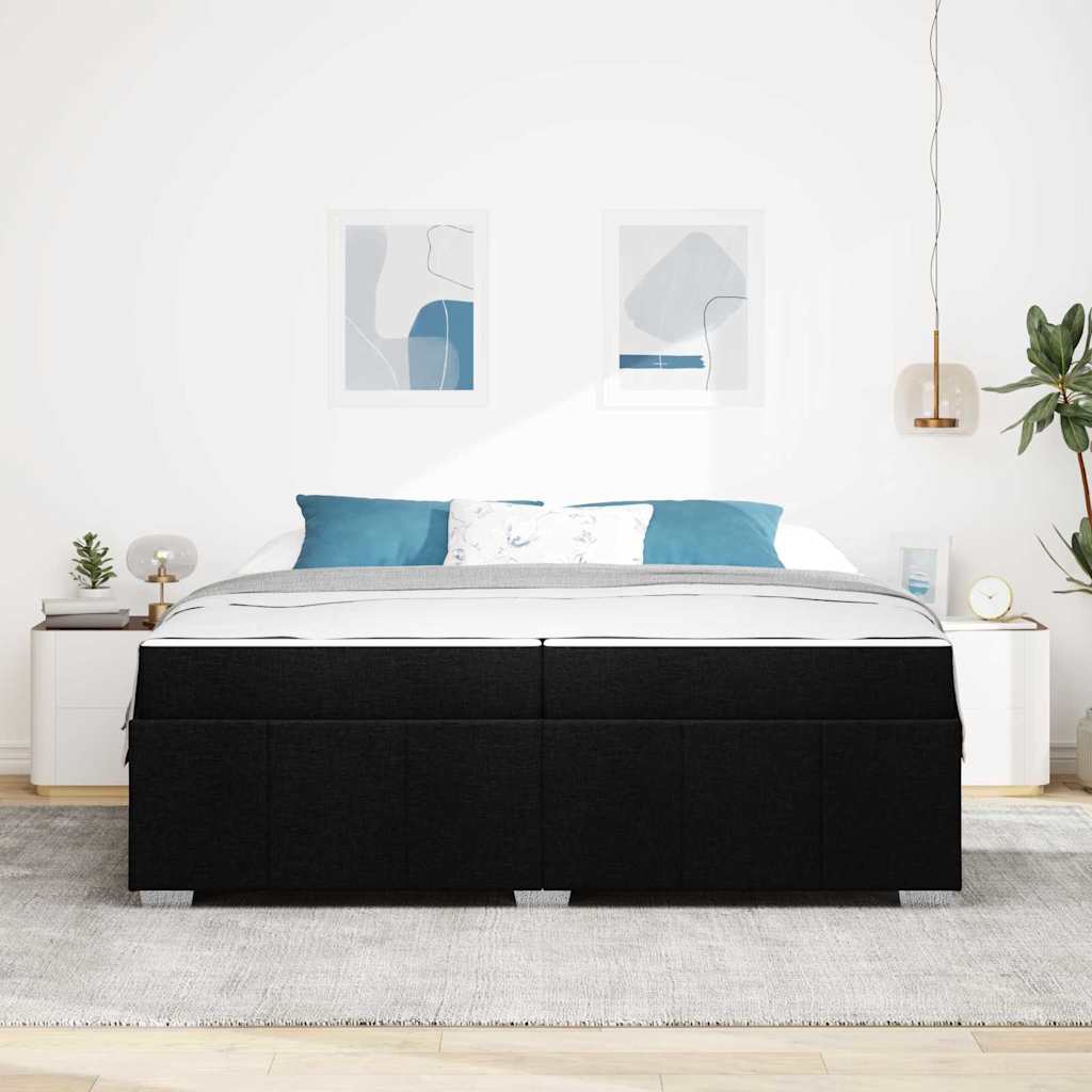 vidaXL Ramka łóżka z materacem Czarny 200 x 200 cm tkanina
