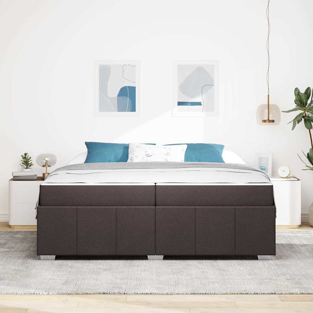 vidaXL Ramka łóżka z materacem Ciemny brąz 200 x 200 cm tkanina