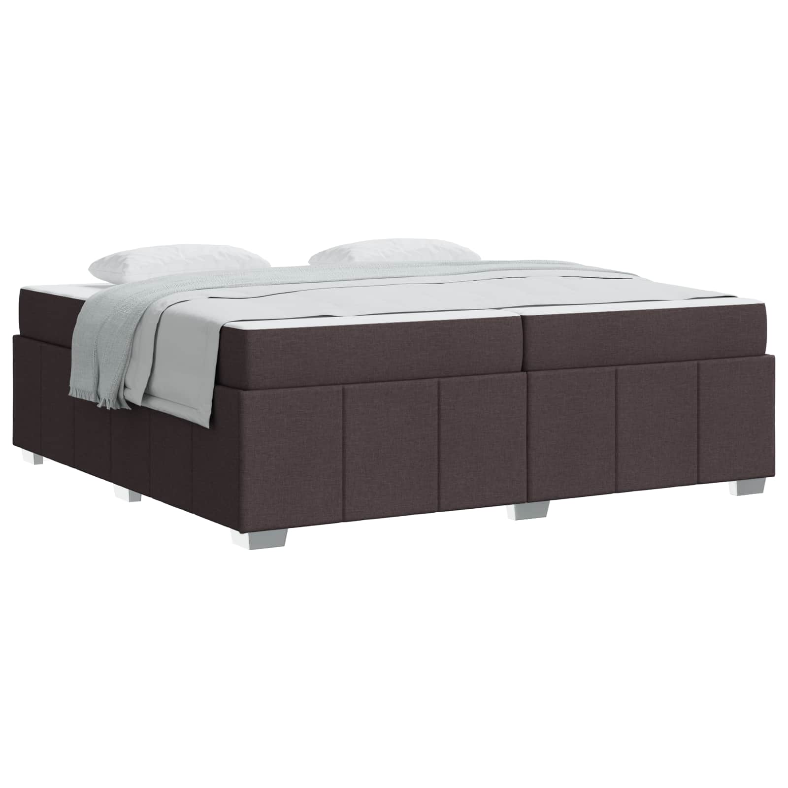 vidaXL Ramka łóżka z materacem Ciemny brąz 200 x 200 cm tkanina