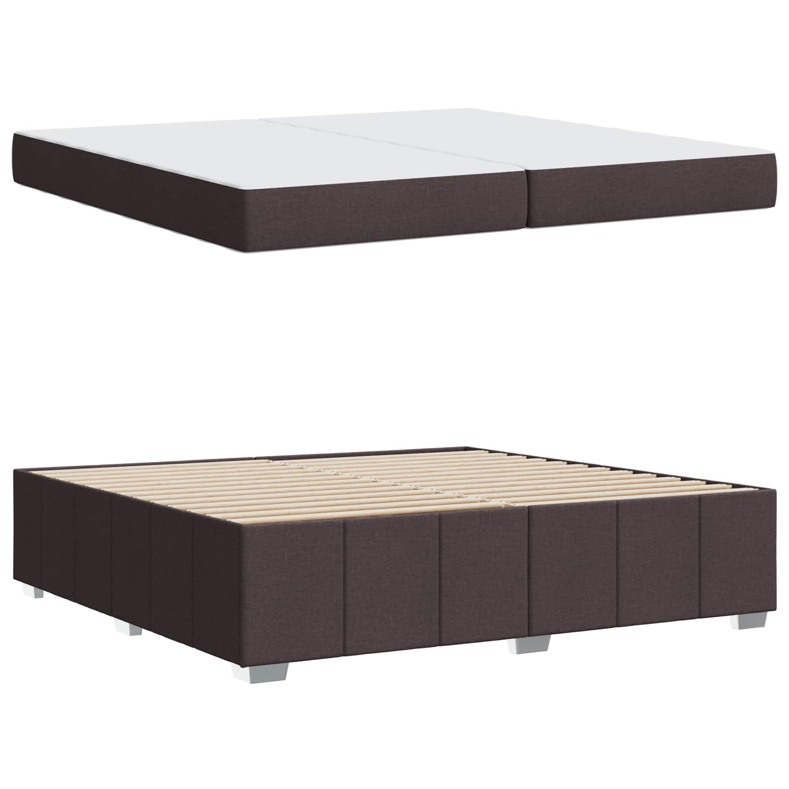vidaXL Ramka łóżka z materacem Ciemny brąz 200 x 200 cm tkanina
