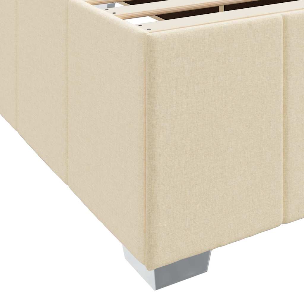 vidaXL Ramka łóżka z materacem Kremowy 200 x 200 cm tkanina