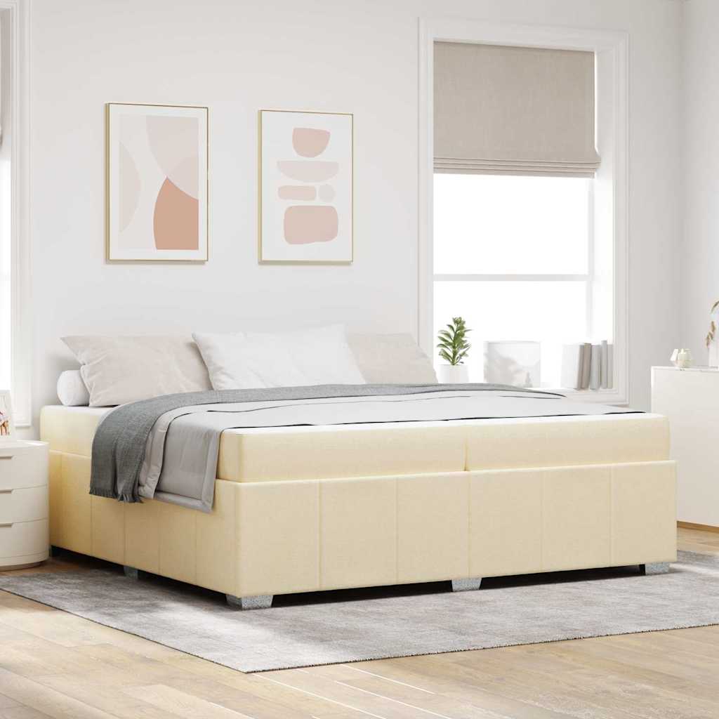 vidaXL Ramka łóżka z materacem Kremowy 200 x 200 cm tkanina